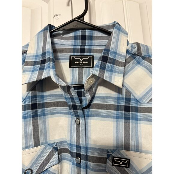 Kimes Ranch Shirt Snap Front Plaid Blue Women's Large - Picture 3 of 8